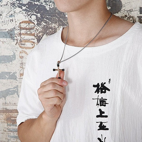 Kemstone Titanium Steel Tubular Cross Necklace for Men KP96970-KHY