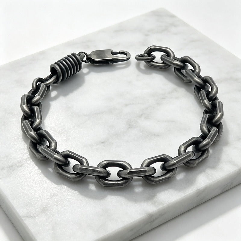 Kemstone Titanium Steel Coil Curb Chain Bracelet for Men KB146635-KLHQ