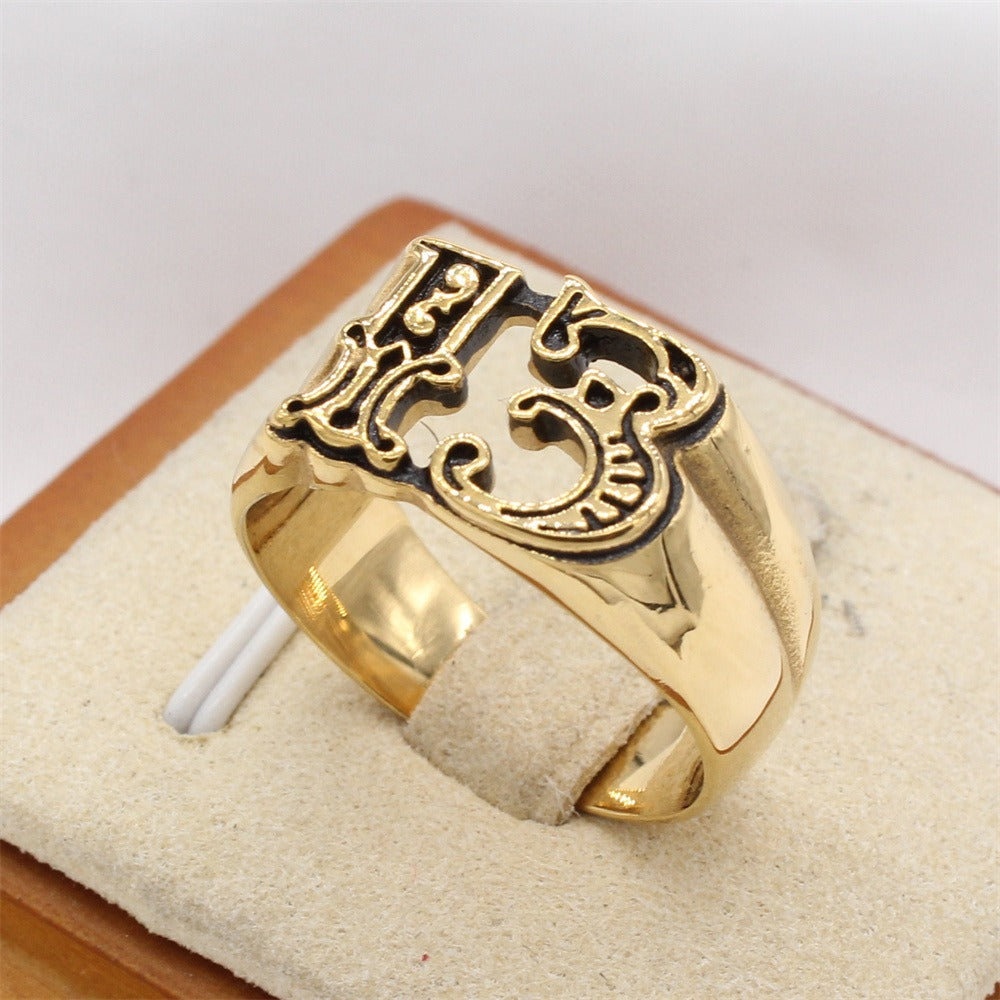 Kemstone Number 13 Ring for Men Titanium Steel Gothic R1803
