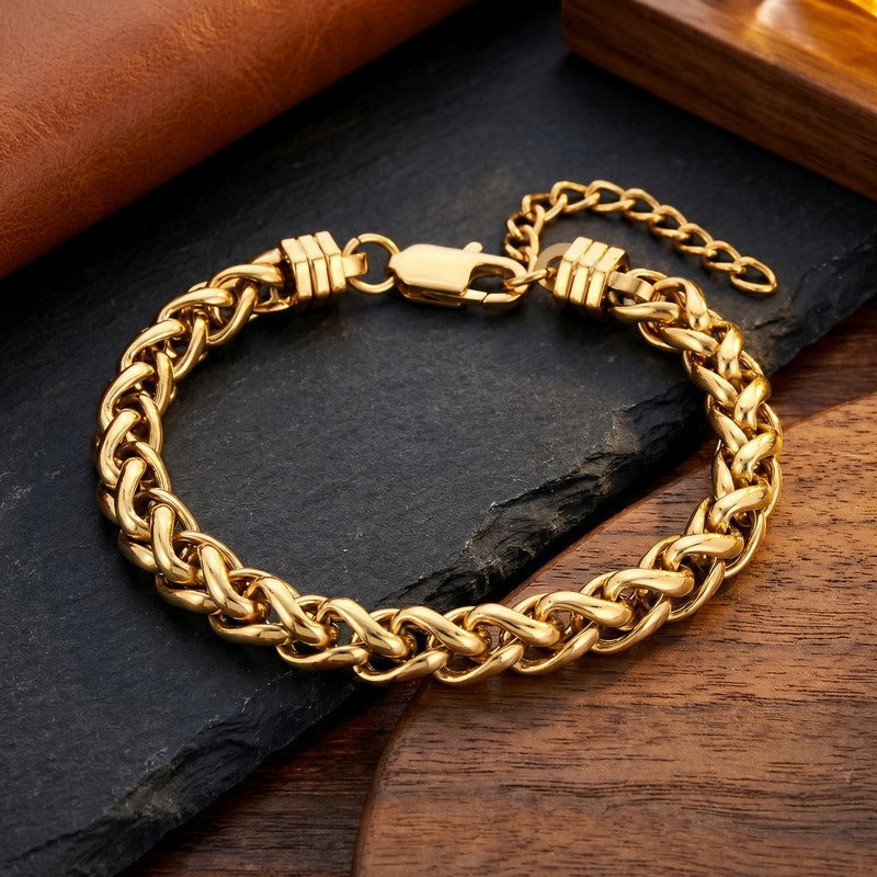 Kemstone Woven Chain Bracelet for Men Titanium Steel Adjustable 8MM KB214671-KFC