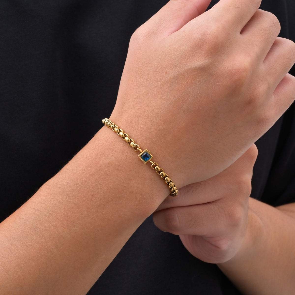 Kemstone Stainless Steel Square Cubic Zirconia Bracelet for Men BR-3204