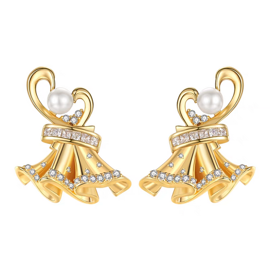 Gold-Plated Sterling Silver Pearl Drop Earrings – Vintage Bridal Jewelry | Glaimore Ball Gown Earrings by Kemstone