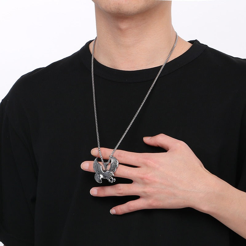 Kemstone Titanium Steel Flying Eagle Necklace for Men KP130539-TGX