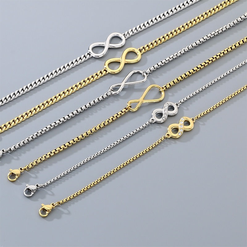 Kemstone Stainless Steel Infinity Symbol Bracelet for Men & Women Minimalist Chain KB211227-KFC