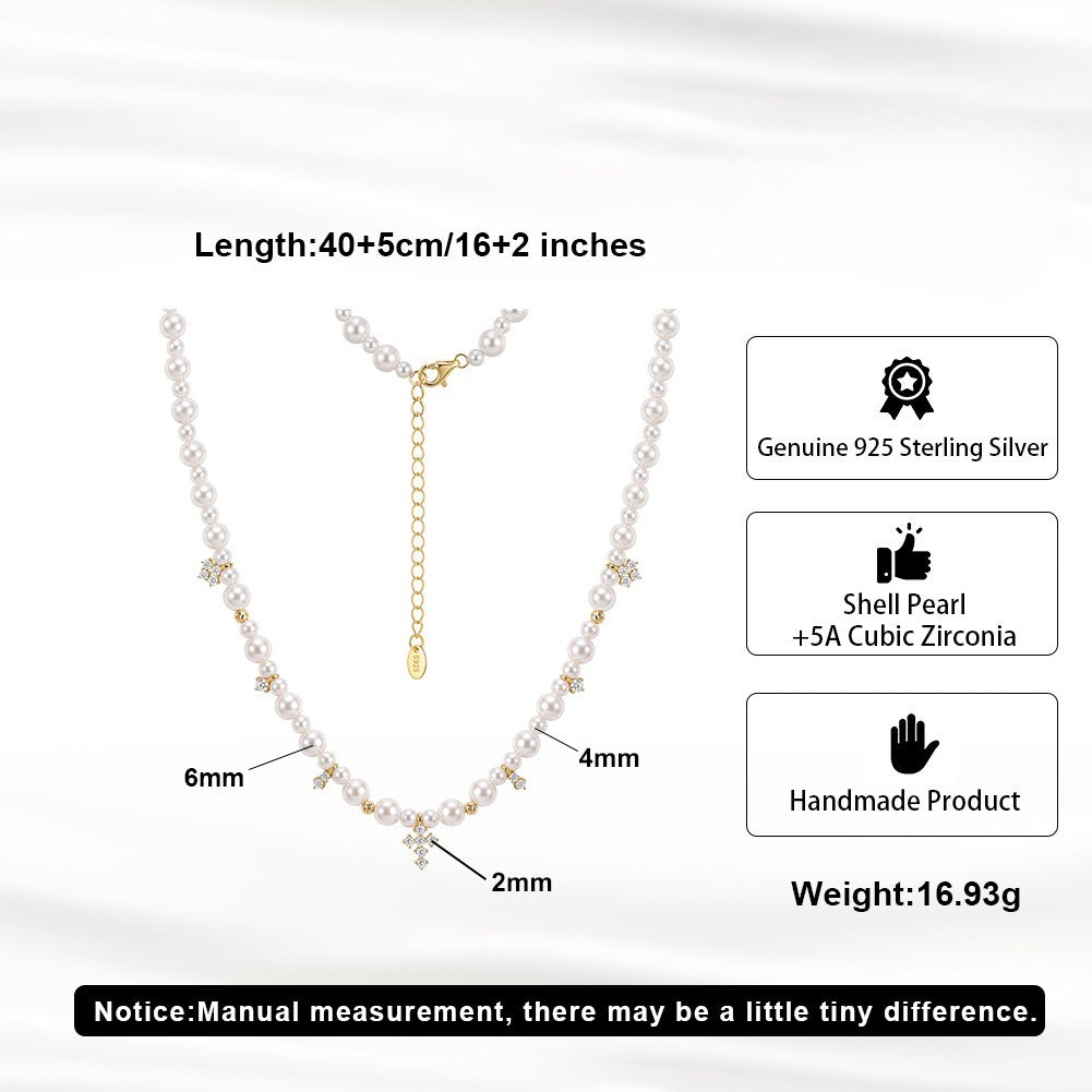 Kemstone Pearl Charm Necklace for Women 925 Sterling Silver Cubic Zirconia PSN17