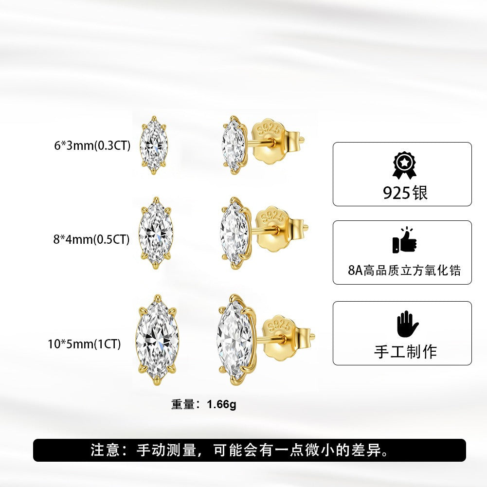 Kemstone Marquise Cubic Zirconia Earrings for Women 925 Sterling Silver Stud LZE69