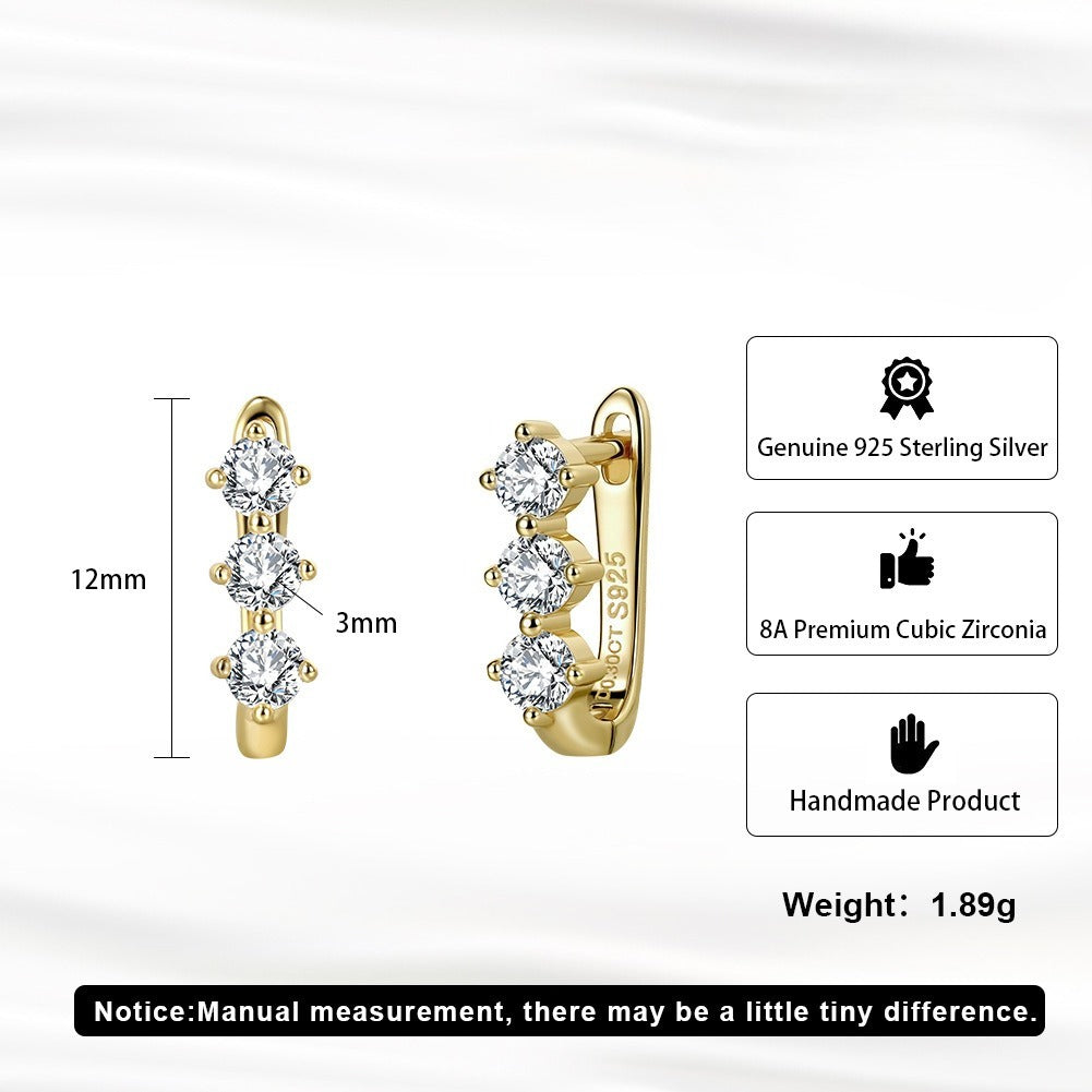 Kemstone Cubic Zirconia Stud Earrings for Women 925 Sterling Silver Dainty Minimalist LZE63