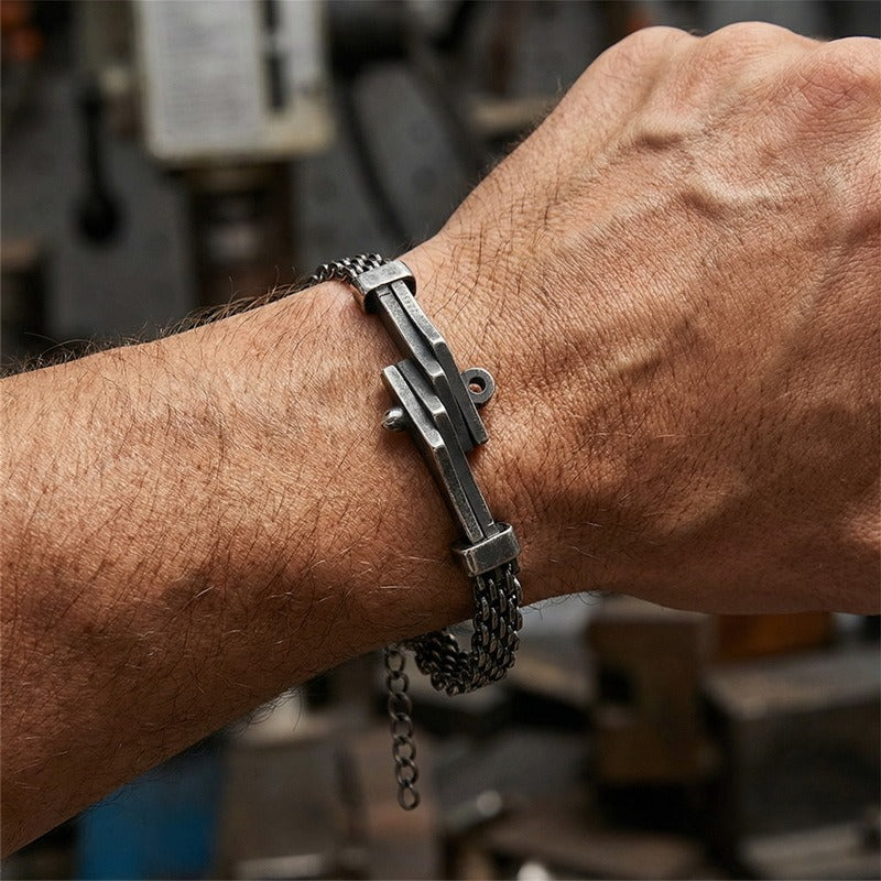 Kemstone Titanium Steel Cuban Link Bracelet for Men Curved Plate Mesh Chain KB213327-KFC