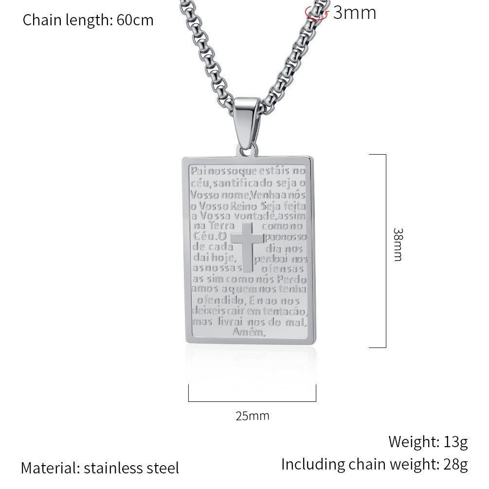 Kemstone Stainless Steel Engraved Cross Pendant Necklace for Men K-PT623