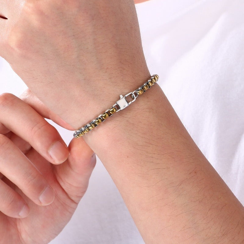 Kemstone Two Tone Link Bracelet for Men Titanium Steel Gold Accent KB215899-KFC