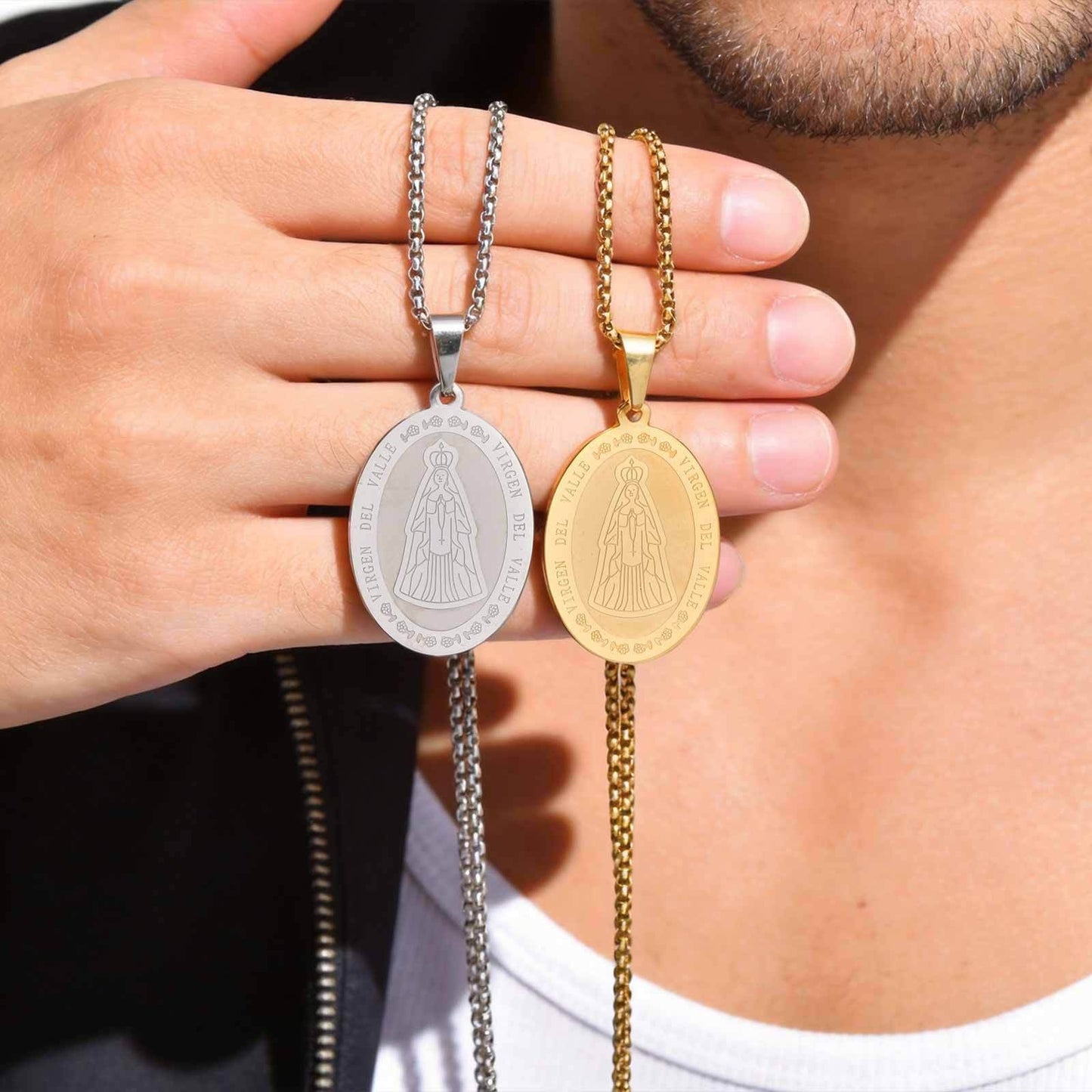 Kemstone Oval Medallion Pendant Necklace for Men Stainless Steel Vintage Relief PN-2399