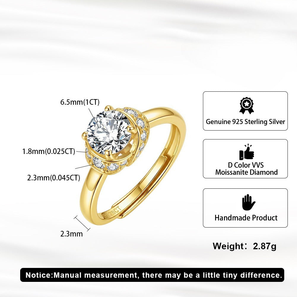 Kemstone 1CT Round Moissanite Halo Ring for Women 925 Sterling Silver SMOR31