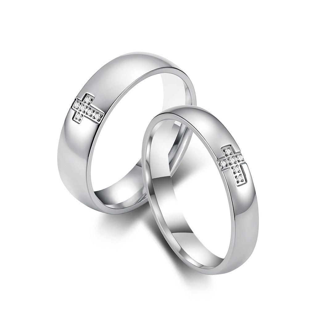 Kemston Cross Ring for Men & Women Stainless Steel Small Stone Detail K-R1222