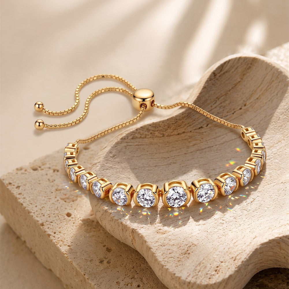 Kemstone Moissanite Tennis Bracelet for Women 925 Sterling Silver Adjustable Slider SMOB14