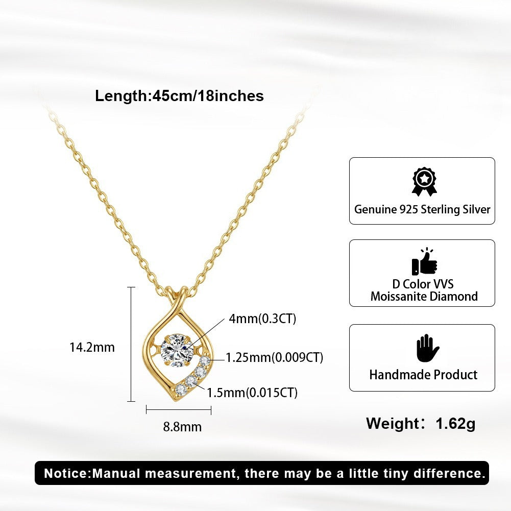 Kemston Teardrop 0.3CT Moissanite Pendant Necklace for Women 925 Sterling Silver SMON22