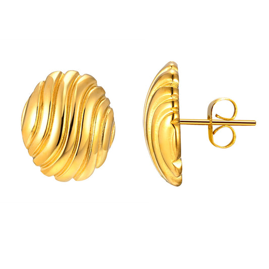 Pendientes Kemstone de acero inoxidable con textura de concha dorada para mujer ES-458