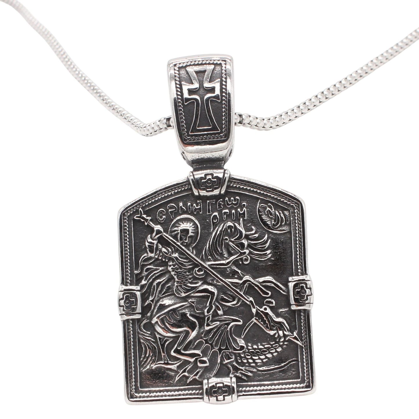 Kemstone Stainless Steel Knight Cross Pendant – Gothic Shield for Men P1498