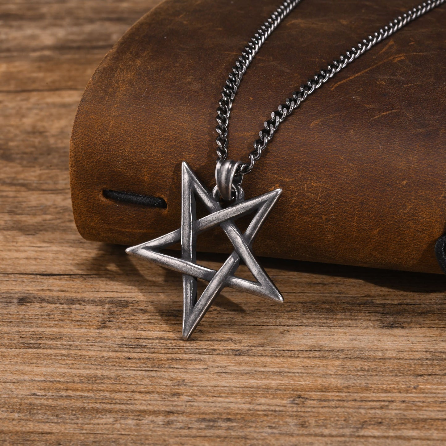 Kemstone Stainless Steel Pentagram Necklace – Gothic Five-Point Star Pendant PN-1368