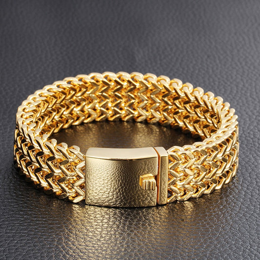 Kemstone Bold Chevron Chain Bracelet – 18K Gold Vacuum Plated Stainless Steel KB56408-D