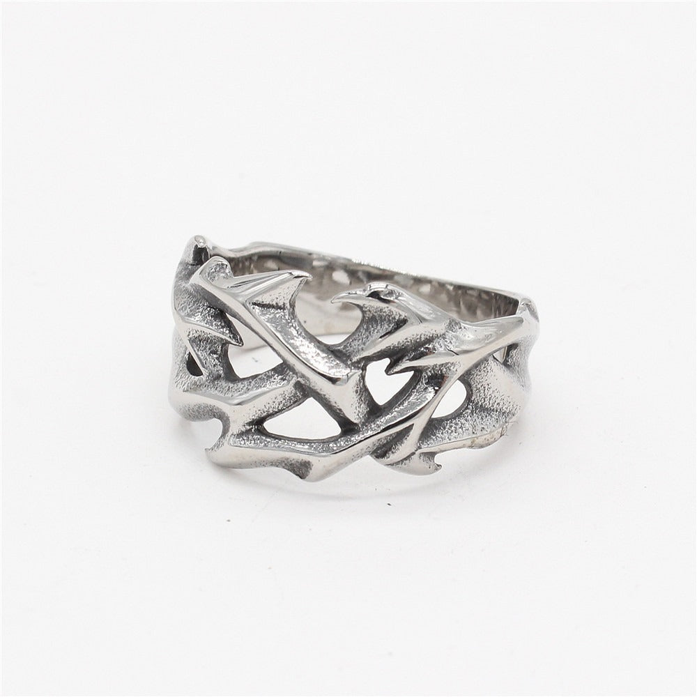 Kemston Titanium Steel Dragon Ring for Men Gothic Flame Texture R1109