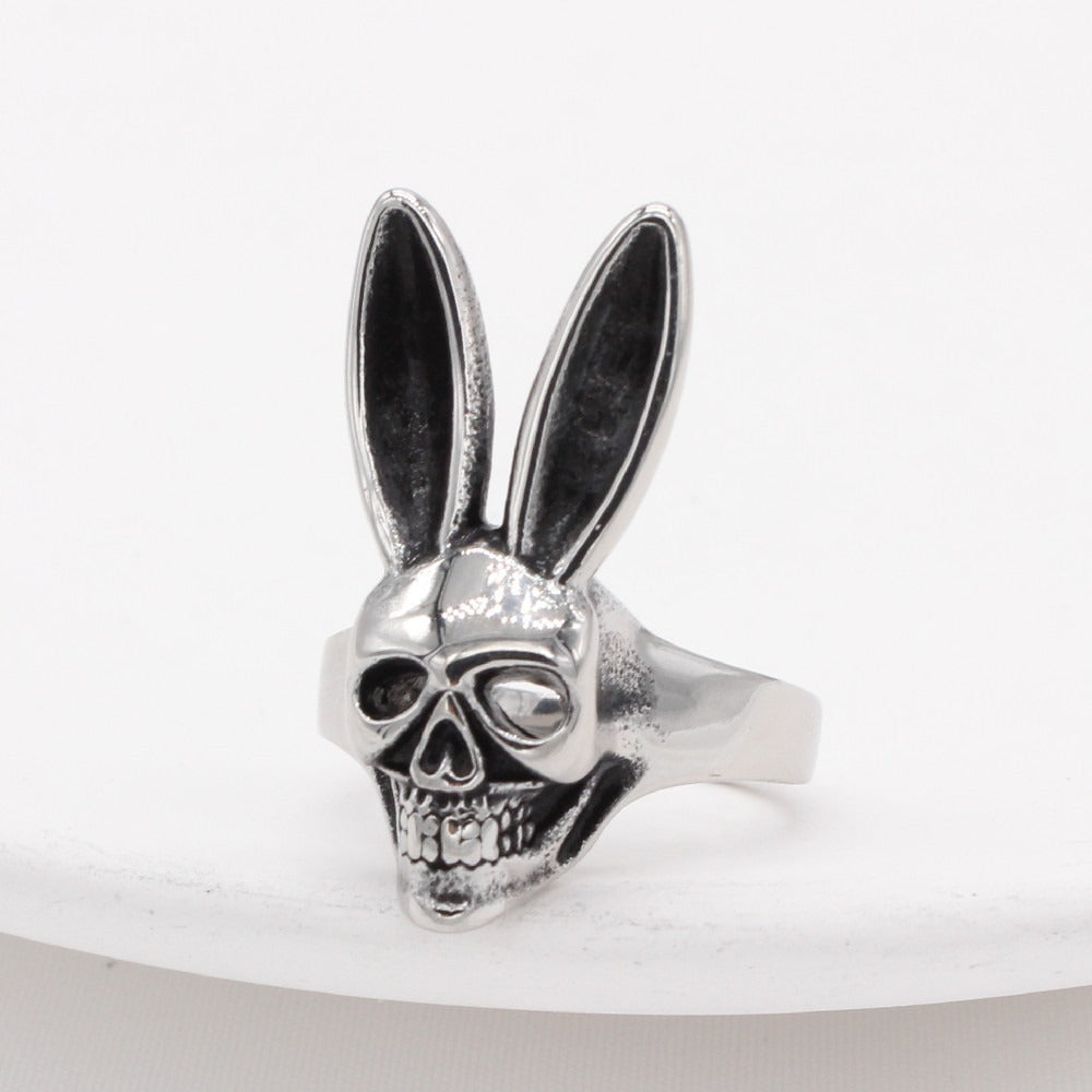 Kemstone Titanium Steel Rabbit Skull Ring for Men Gothic Style R1297