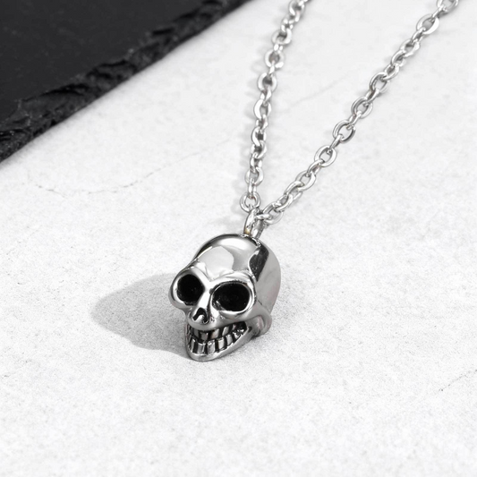 Kemstone Stainless Steel Skull Pendant Necklace for Men – Flat Chain Gothic Style NC-2619