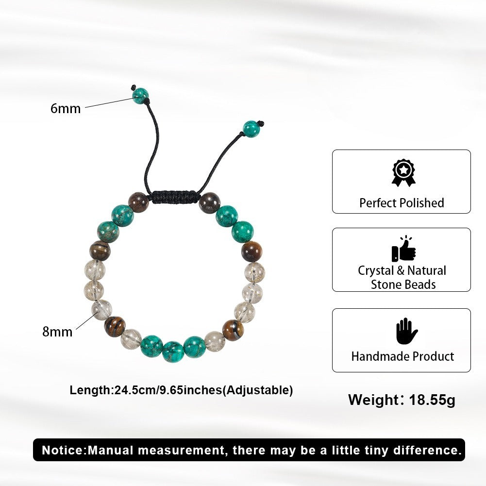 Kemston Turquoise Tiger Eye Bracelet for Women Natural Stone Adjustable GMB92