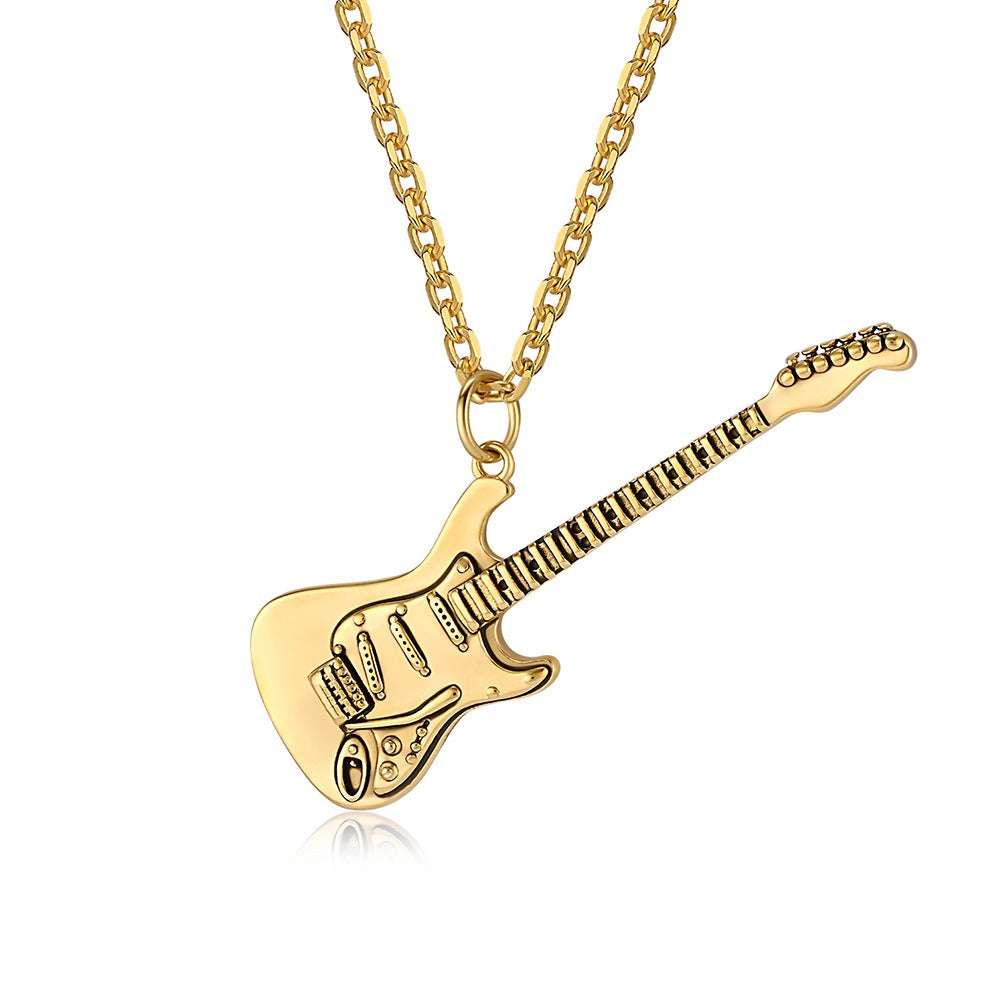 Kemstone Electric Guitar Pendant Necklace for Men Stainless Steel Two Tone Accent K-PT543
