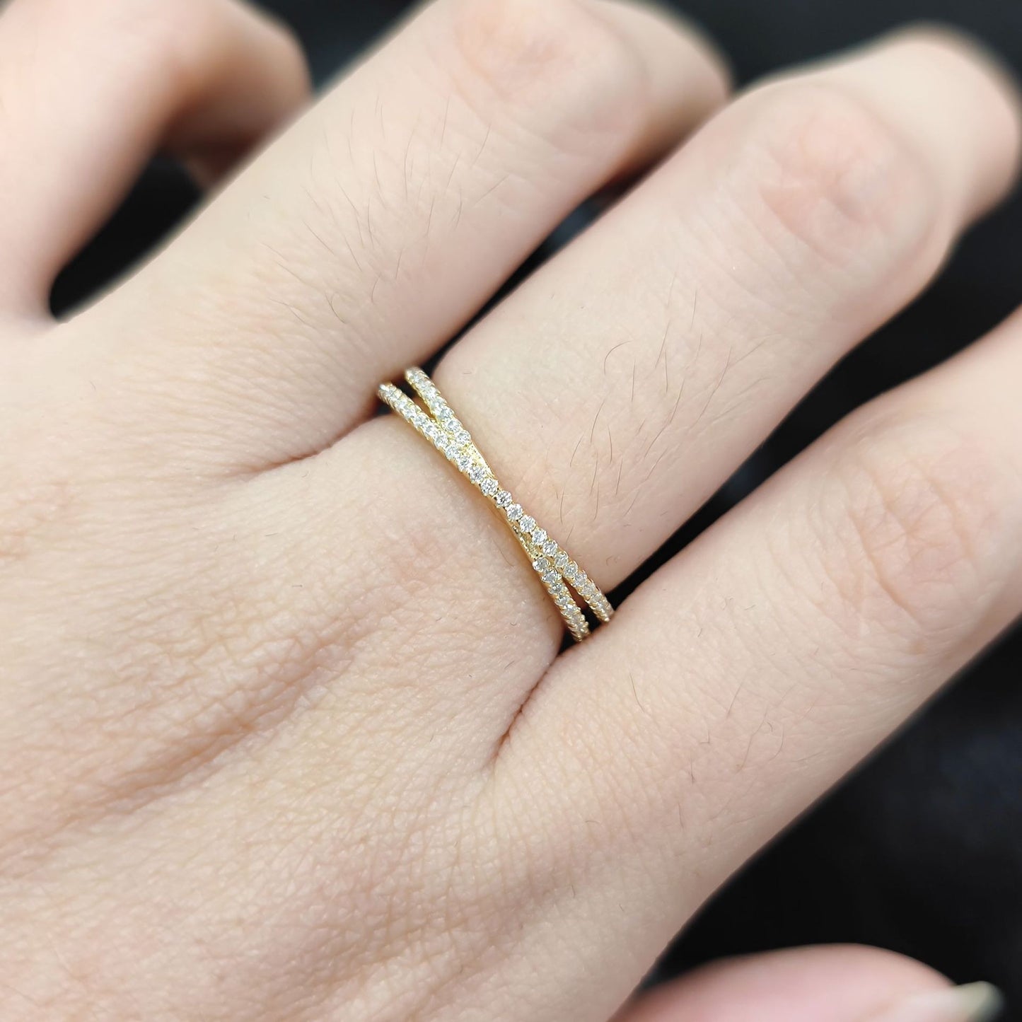 Kemstone Stackable Gold Rings for Women – S925 Sterling Silver Minimalist Wedding Bands | 18K Gold Plated, Moissanite, D-E Color VVS Clarity