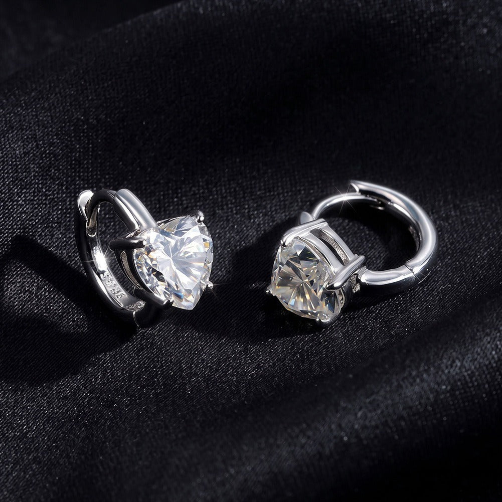 Kemstone Heart Cubic Zirconia Earrings for Women 925 Sterling Silver Huggie Style LZE66