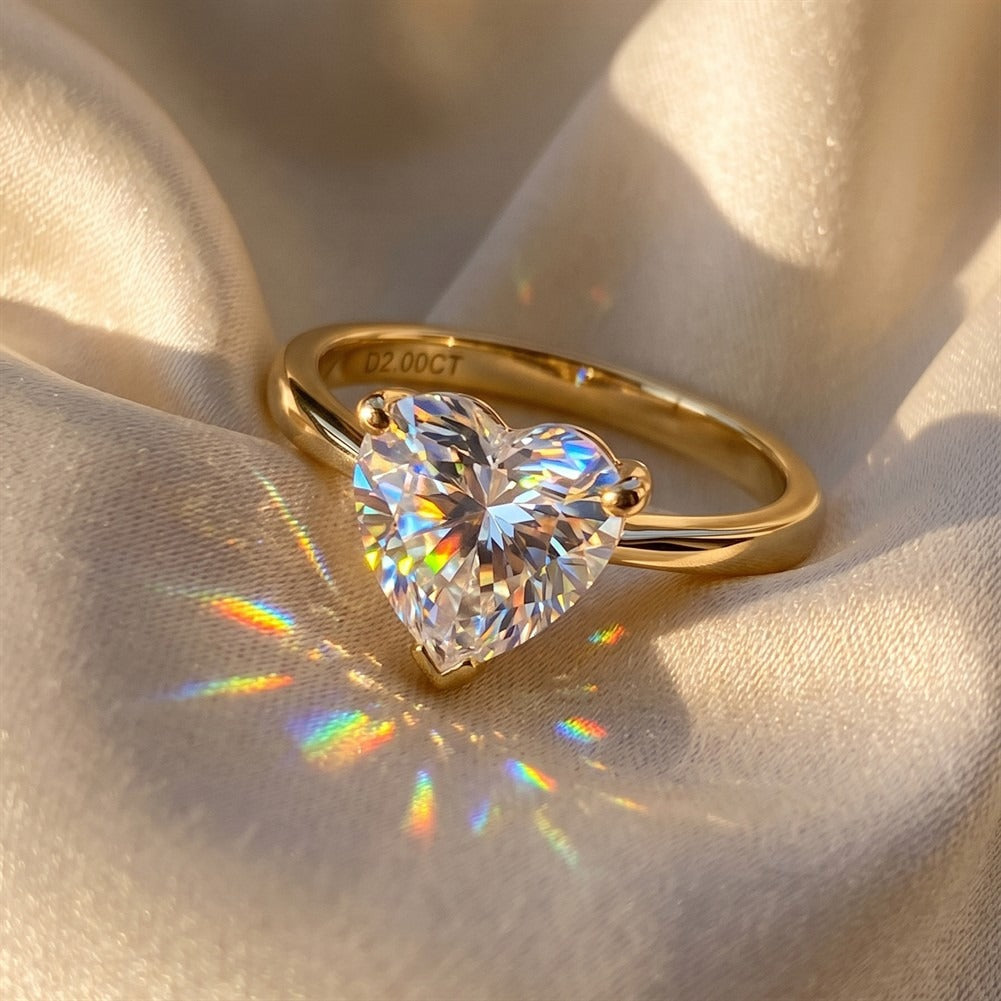 Kemstone 2CT Heart Moissanite Ring for Women 925 Sterling Silver SMOR49