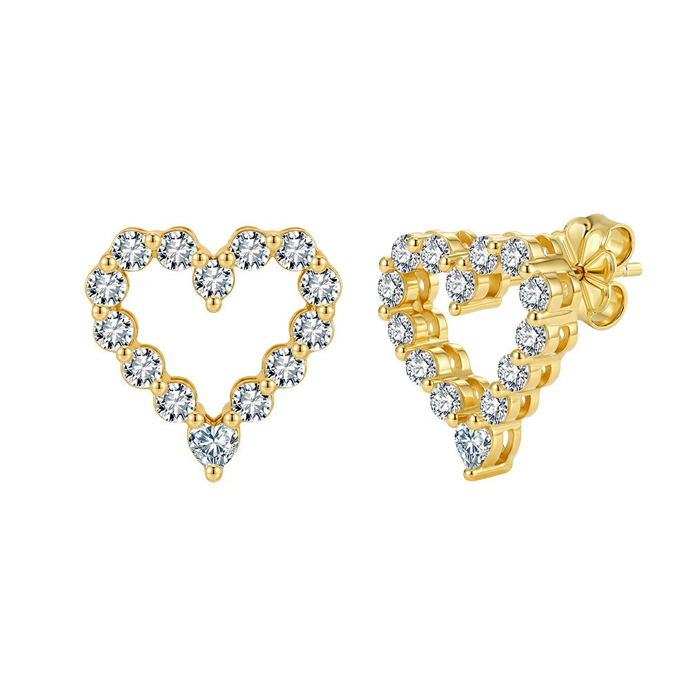 Kemstone Heart Shaped Moissanite Stud Earrings for Women 925 Sterling Silver SMOE34
