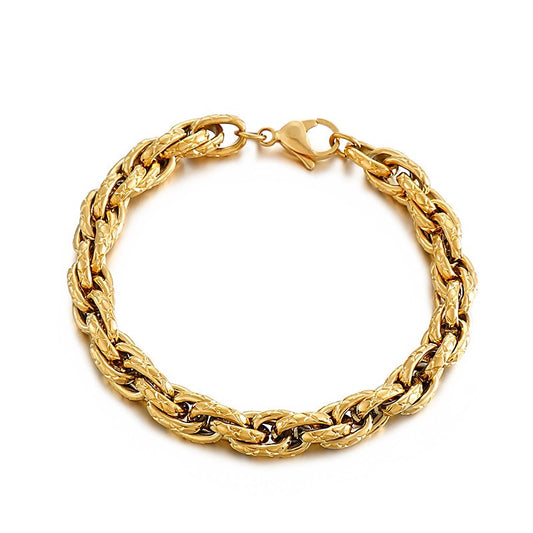 Kemstone Heavy Rope Twist Stainless Steel Chain – Bold Hip-Hop Men’s Necklace & Bracelet KS138928-Z