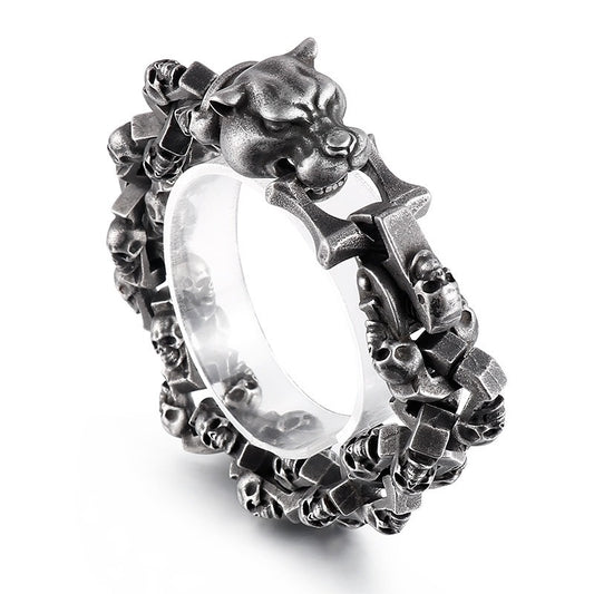 Kemstone Heavy Skull Panther Head Chain Bracelet for Men – Gothic Stainless Steel Biker Jewelry KB156415