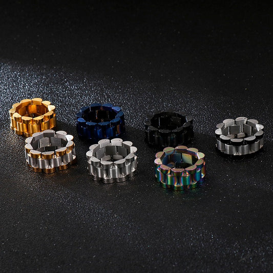 Anello minimalista hip-hop da uomo in acciaio inossidabile Kemstone con design a catena per orologio KR86690