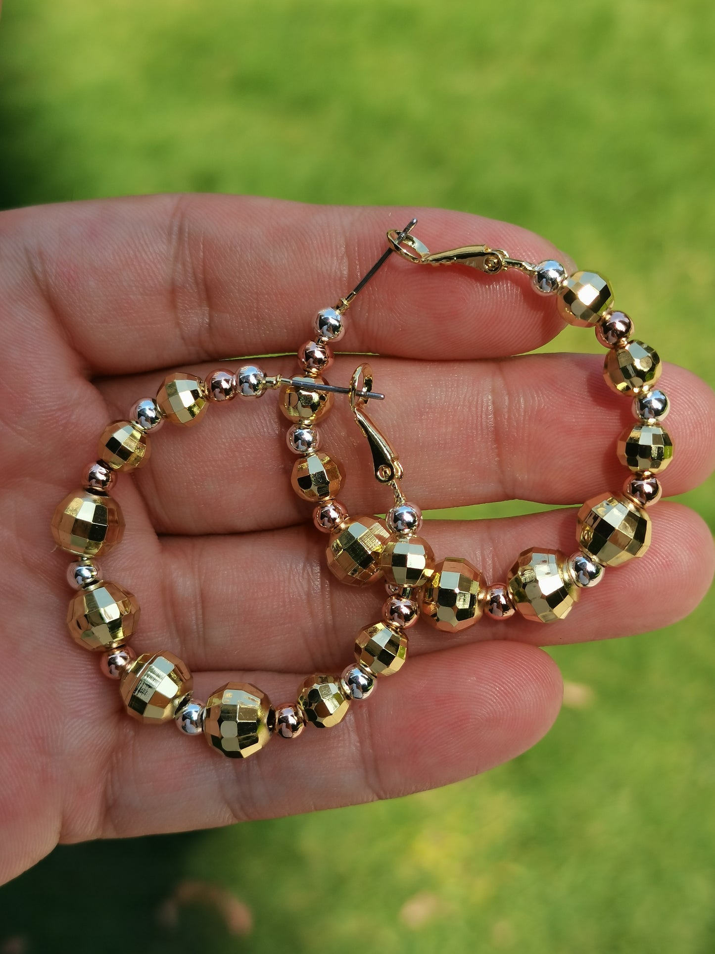 Orecchini a cerchio rotondi in oro dal design originale Kemstone, fatti a mano, per donna, stile vintage, orecchini in lega da 40 mm, gioielli di moda tricolore