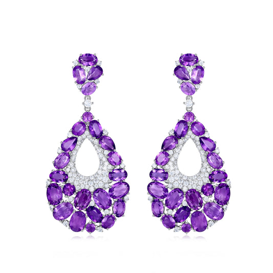 Kemstone Damen-Ohrhänger, natürlicher Amethyst, 925er Sterlingsilber, K24130S 