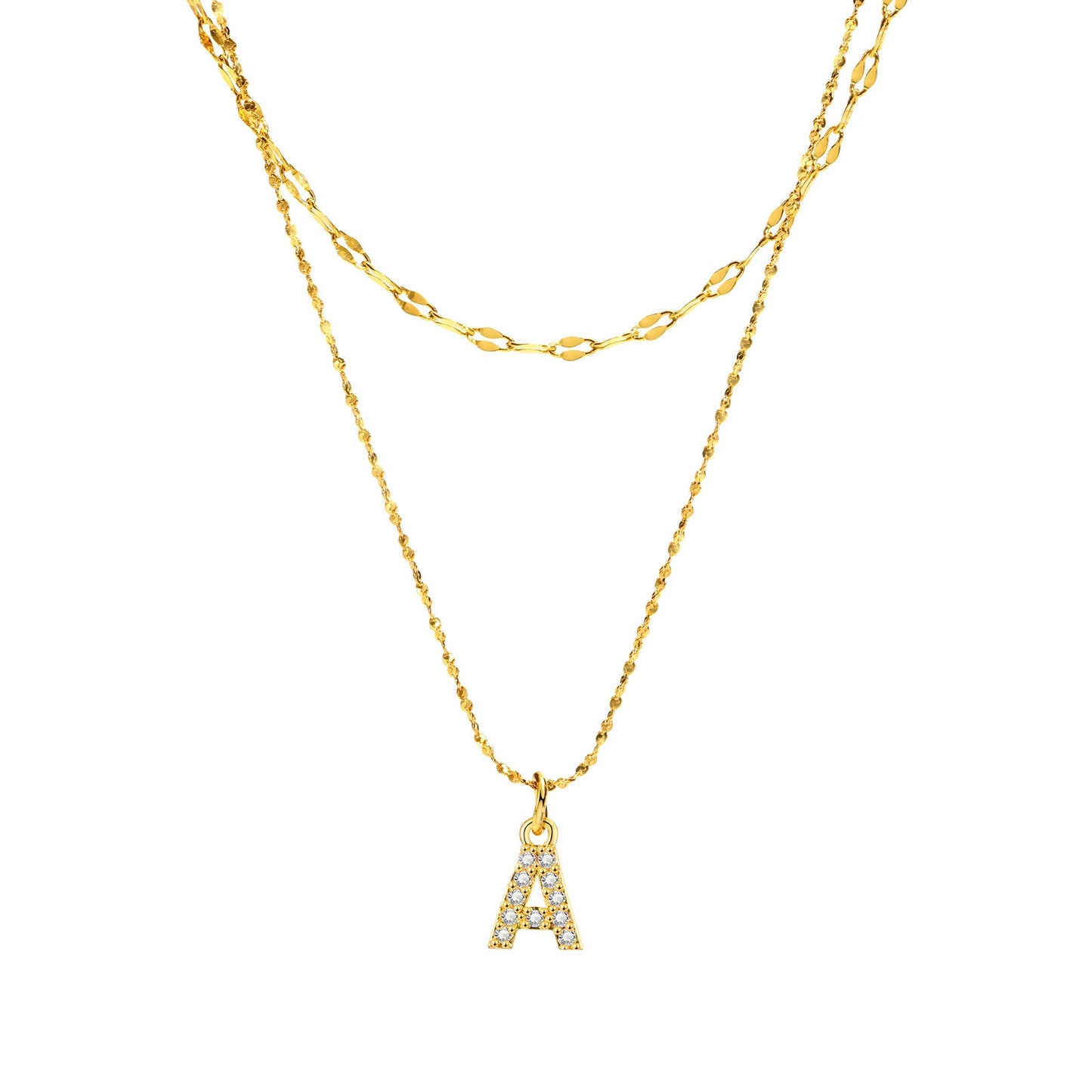 Collar de acero inoxidable Kemstone con 26 letras, cadena de estrellas y circonitas (2 piezas, verano, NC-1325G)
