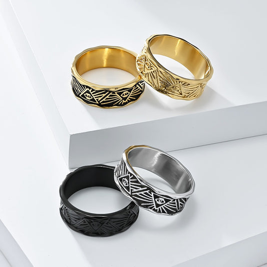 Kemstone Stainless Steel Horus Eye Ring for Men K-R820