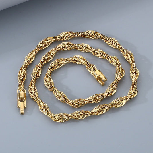 Kemston Twisted Rope Chain Necklace for Men Titanium Steel Braided Steel Gold Rose Gold KN304215-KFC