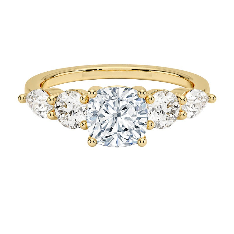 Kemstone 1 Carat D Color Moissanite Square Ring for Women – S925 Gold Plated Sterling Silver with Side Stones, Handcrafted Original Design