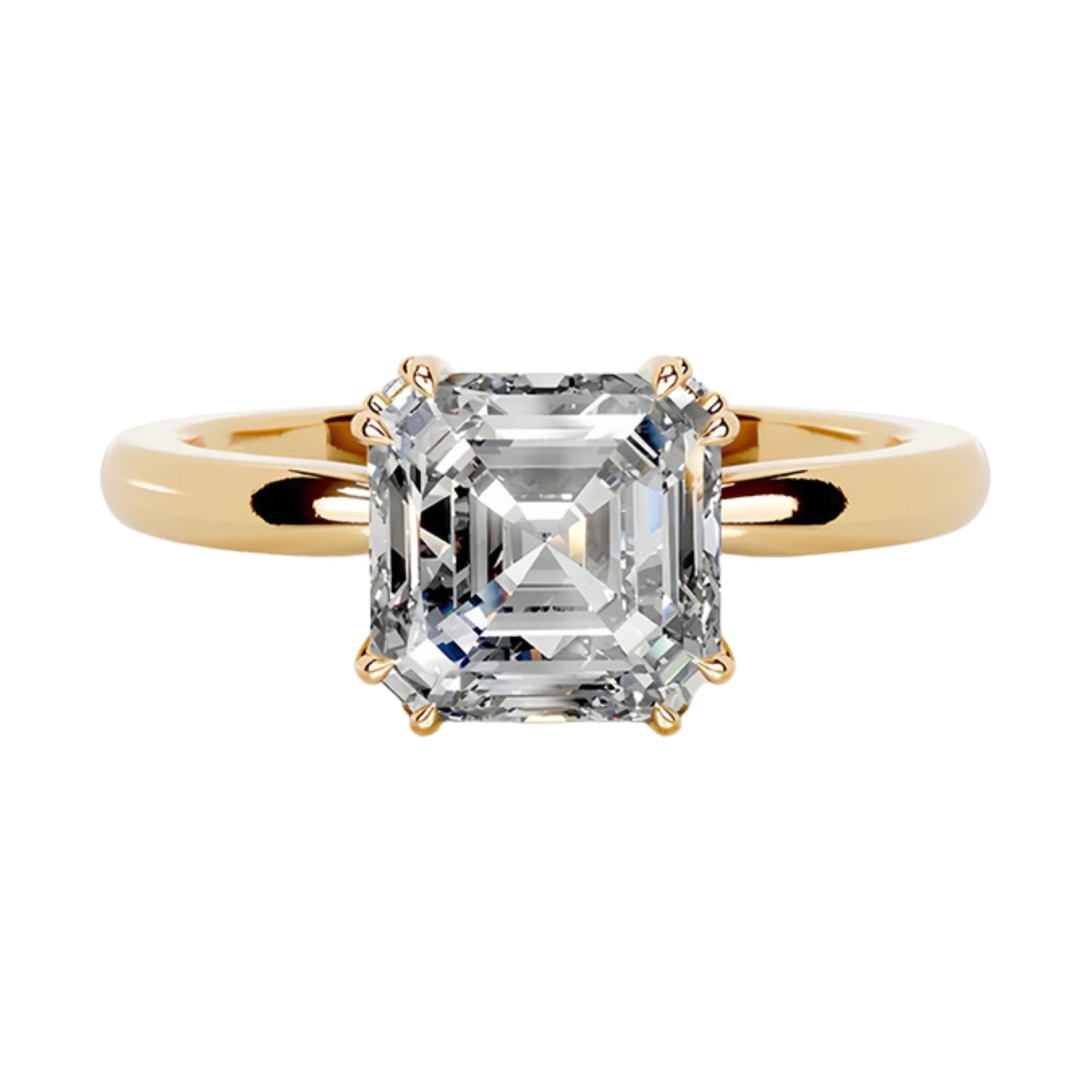 Kemstone 3 Carat Asscher Cut Moissanite Engagement Ring for Women – S925 Sterling Silver Gold Plated, Handcrafted Luxury Design