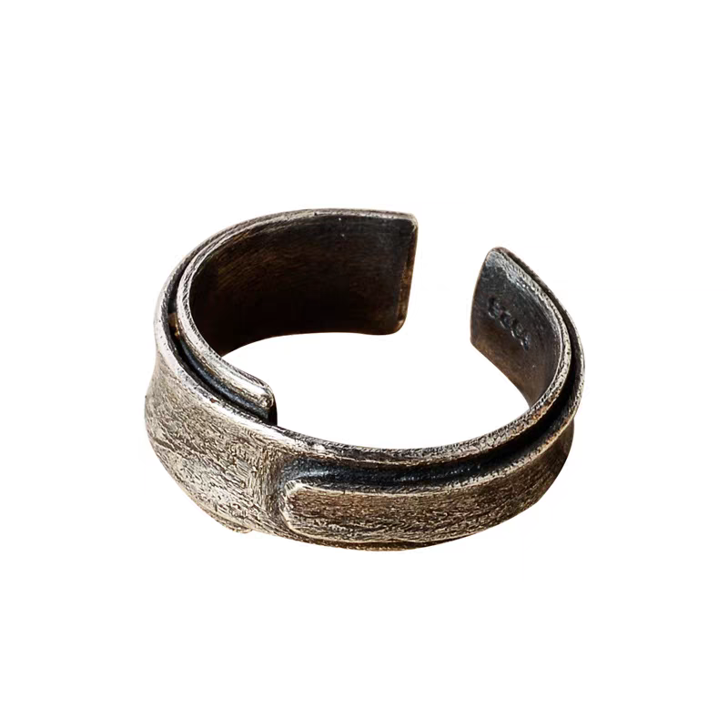 Kemstone S925 Sterling Silver Adjustable Vintage Grunge Ring – Retro Sound of Seattle for Men & Women NW-JZ259