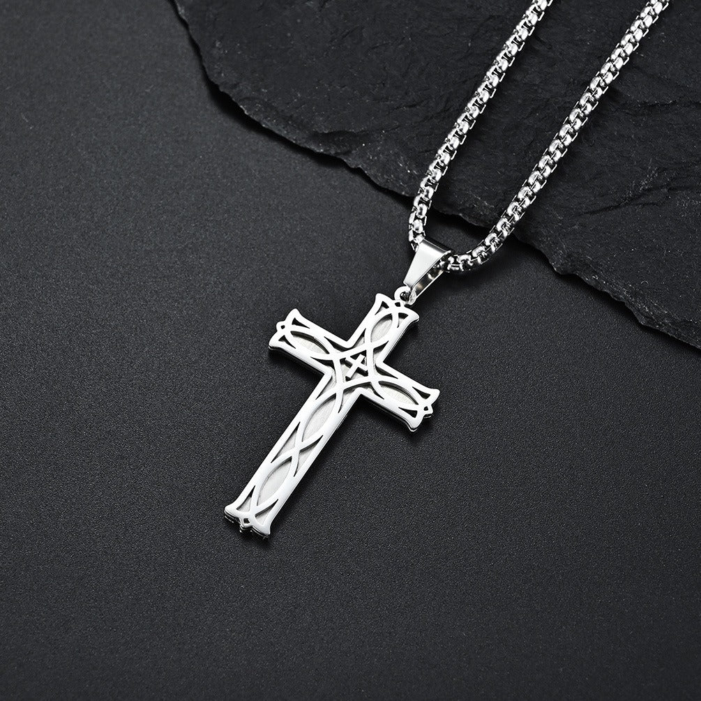 Kemstone Titanium Steel Celtic Cross Pendant Necklace – Faith Heritage Silver/Gold/Black K-PT263