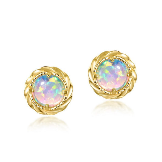 Pendientes de ópalo elegantes, hechos a mano, con diseño original de Kemstone - Diseño minimalista de plata S925 bañado en oro