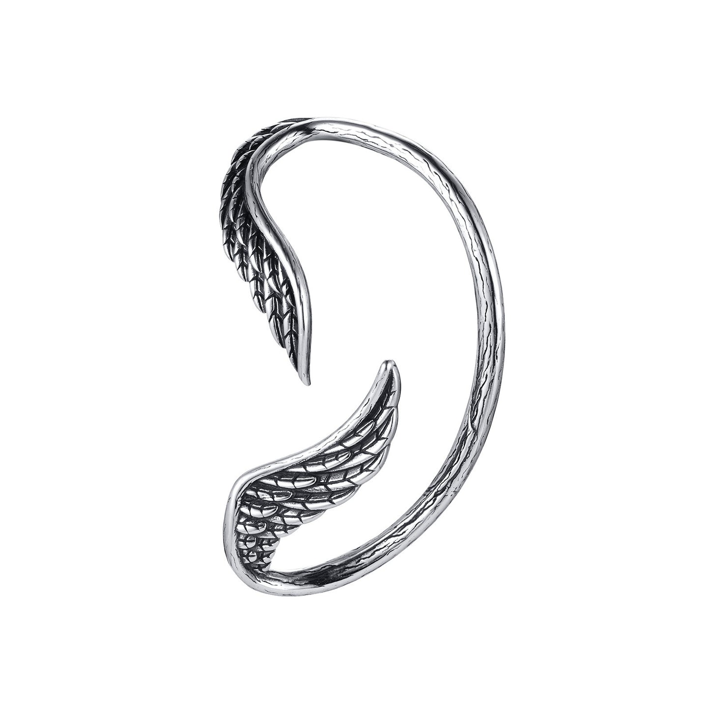 Kemstone Men’s Stainless Steel Wing Ear Cuff – Non Pierced Vintage Earrings ED-784