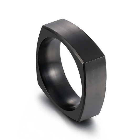 Anillo Kemstone cuadrado de acero cepillado para hombre: diseño minimalista moderno para el día a día KR102160-KFC