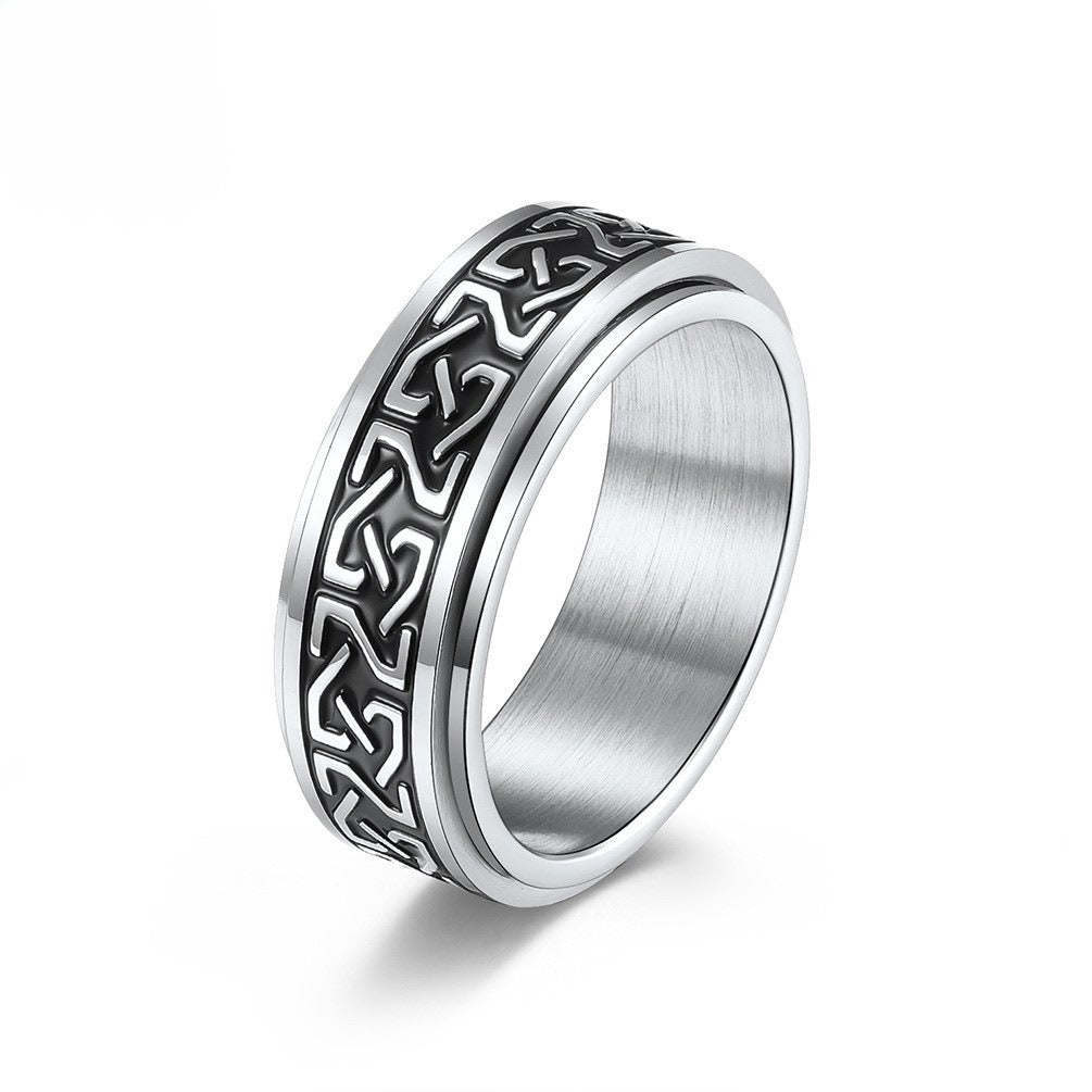 Kemstone Stainless Steel Celtic Knot Spinner Ring – Wedding & Couple Band K-R615