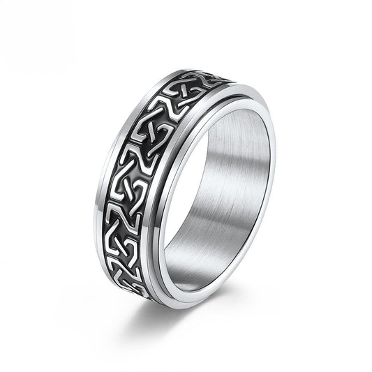 Kemstone Stainless Steel Celtic Knot Spinner Ring – Wedding & Couple Band K-R615