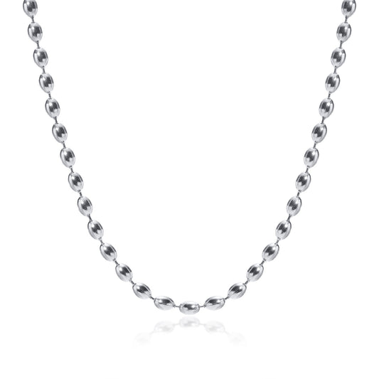 Kemstone Stainless Steel Oval Ball Chain Necklace – Minimalist Sporty Pendant NC-1253